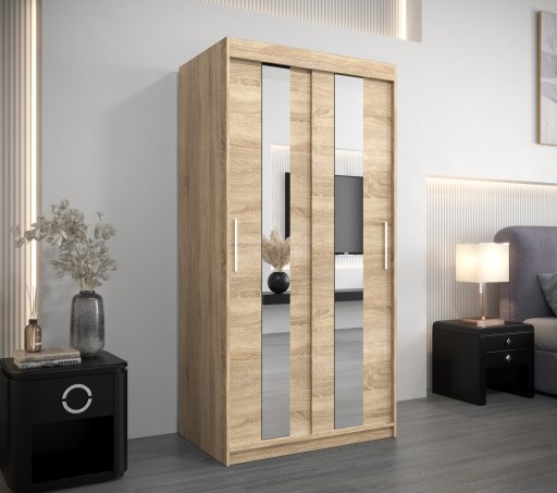 Szafa przesuwna z lustrem, garderoba POLE 100 cm