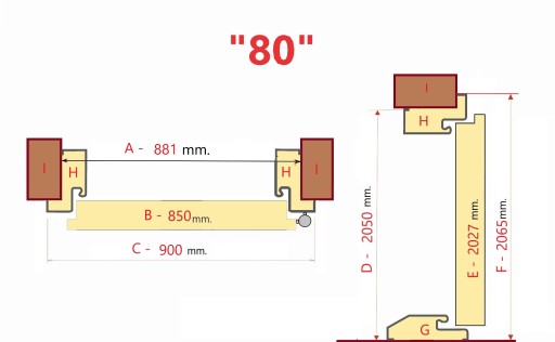 Drzwi wejściowe zewnętrzne 55 mm LA-9 INOX 80 Lewe