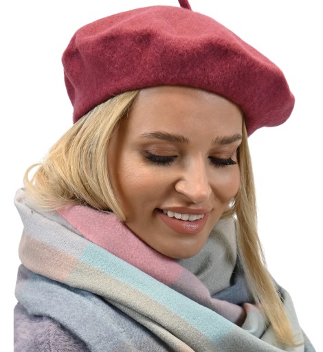 Klasyczny BERET FRANCUSKI z antenką wełna KOLORY