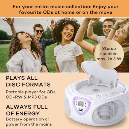 Roadie Radio CD MP3-плеер USB BT FM AM бумбокс со светодиодной подсветкой AUX
