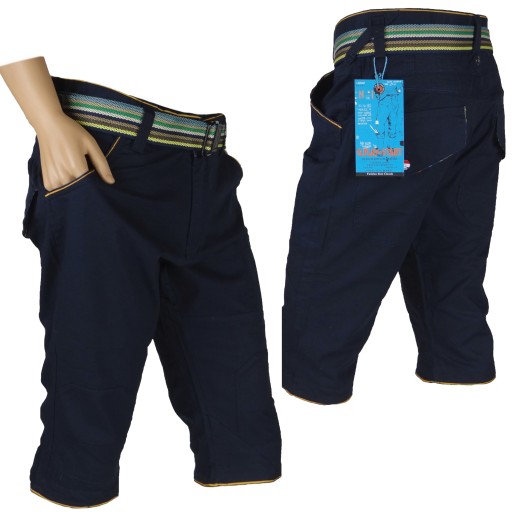 Spodenki GRANATOWE z Paskiem Za Kolano Bawełna 3XL