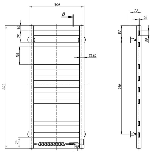grzejnik łazienkowy elektryczny 80 x 36 Avangard