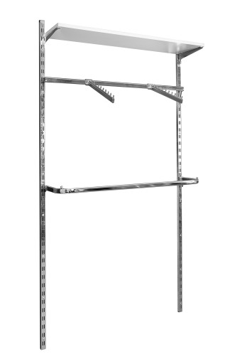 REGAŁ METALOWY MODUŁOWY GARDEROBA SKLEP DOM BUTIK WIESZAK 100x200 CHROM
