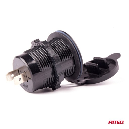 GNIAZDO SAMOCHODOWE ŁADOWARKA 2x USB 12V 24V AMiO