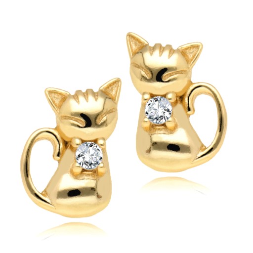 Золотые 925 Серьги Кошки Кошки для детей Шпильки Шпильки