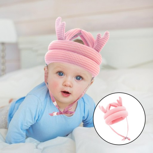 Toddler Safety Hat Bumper Bonnet Breathable Cotton Soft Child antlers pink