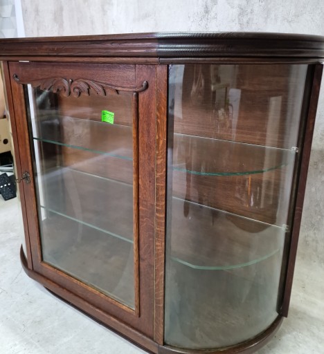 H-P WITRYNA SERWANTKA BIBLIOTECZKA ART DECO ZAOKRĄGLONE SZKLANE BOKI