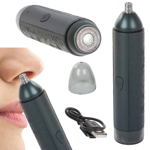 TRYMER DO NOSA UCHA USZU BRWI GOLARKA DLA MĘŻCZYZN 2w1 AKU USB 3W NASADKI