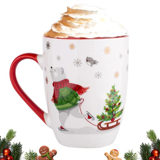 Kubek do kawy herbaty porcelanowy Świąteczny Kubek Niedźwiadek 300ml