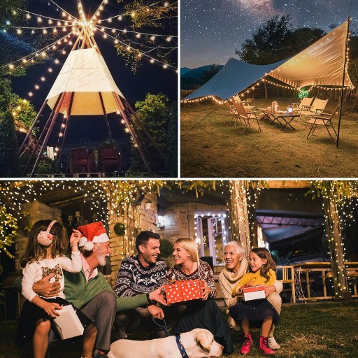 LAMPKI SOLARNE OGRODOWE GIRLANDA ŚWIETLNA 9,5M 50 LED KULKI CIEPŁE