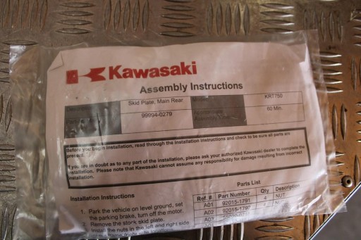 Задняя пластина шасси KAWASAKI TERYX 4 KRT 750 4x4 2012 - 2013