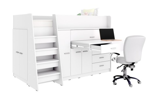 Kiki 1 двухъярусная кровать с выдвижным столом, бирюзовый