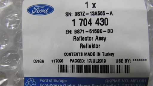 ОТРАЖАТЕЛЬ ЗАДНИЙ ПРАВЫЙ FORD MONDEO Mk4/B-MAX/FIESTA Mk7