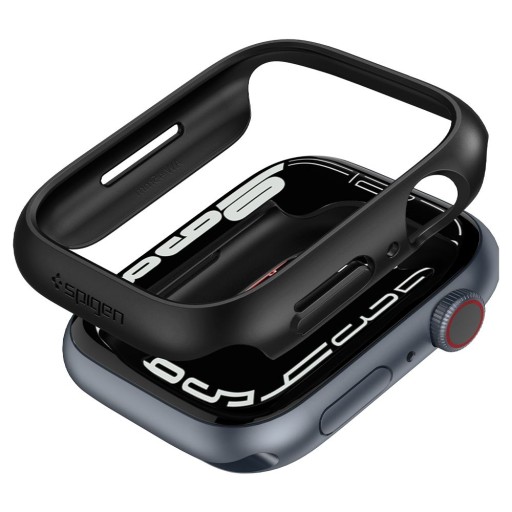 Cienkie Etui do Apple Watch 7/8/9 45mm, SPIGEN Thin Fit Case , Czarne