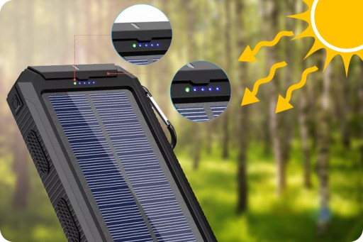 МОЩНЫЙ ПИТАНИЕ БАНК 20000 мАч СОЛНЕЧНАЯ СОЛНЕЧНАЯ, 2xUSB С КОМПАСОМ, двойной ФОНАРЬ + КЛЮЧ