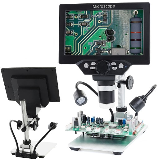 MIKROSKOP CYFROWY x1200 KAMERA 12MP WYŚWIETLACZ MATA ZESTAW 6 PĘSET
