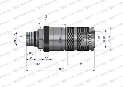 Разрывной гидравлический быстроразъёмный соединитель M22x1,5 WARYŃSK