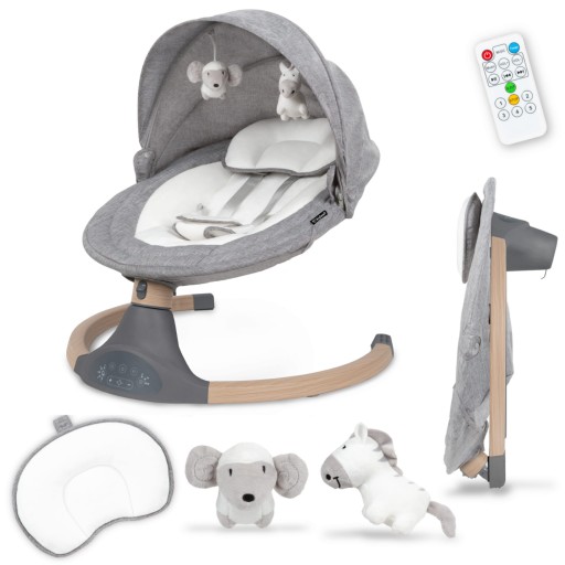 Электрическая качалка с пультом Kidwell LUXI 2в1 серый меланж