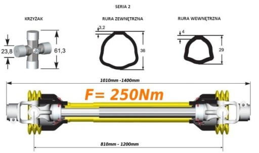 ФУНКЦИОНАЛЬНЫЙ ВАЛ 810-1200 мм 250 Нм 40250 CE