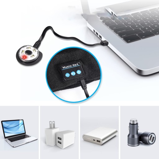ШАПКА С ЗАРЯЖКОЙ USB СО СВЕТОДИОДНЫМ ФОНАРИКОМ НА ОСЕНЬ-ЗИМУ