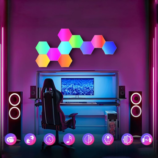 lampa wisząca lampa hexagon 10 -punkty światła zintegrowane źródło led RGB