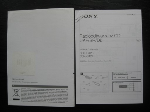 SONY CDX-GT28 Руководство пользователя магнитолы на польском языке