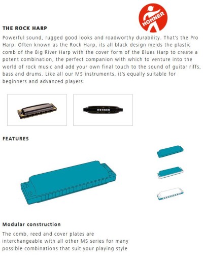Pro Harp A-dur - Harmonijka ustna diatoniczna rockowa czarna/mosiądz Hohner