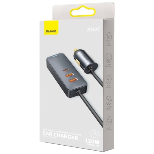 ŁADOWARKA SAMOCHODOWA BASEUS 2xUSB + 2xUSB-C 120W