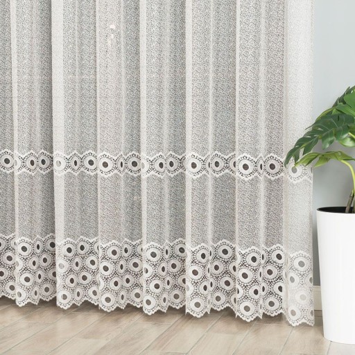 Firany Do Salonu Modne Firana Żakardowa Szara Zdobiona Z Taśmą sz.340x200