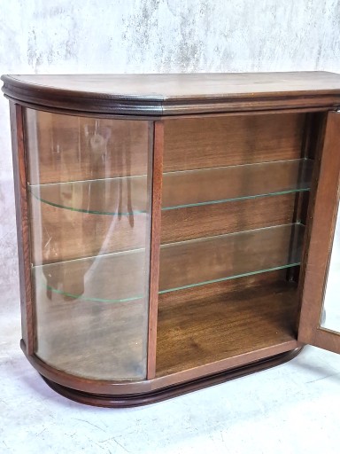 H-P WITRYNA SERWANTKA BIBLIOTECZKA ART DECO ZAOKRĄGLONE SZKLANE BOKI