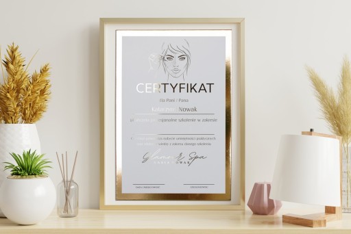 CERTYFIKAT SZKOLENIOWY ZŁOTY DYPLOM CERTYFIKATY BEAUTY A4 PAKIET 6 szt