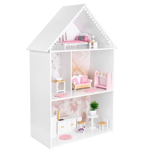 ДЕРЕВЯННЫЙ КУКОЛЬНЫЙ ДОМ XXL АКСЕССУАРЫ МЕБЕЛЬ СВЕТОДИОДНАЯ СВЕТИЛЬНИК KINDERPLAY 100см