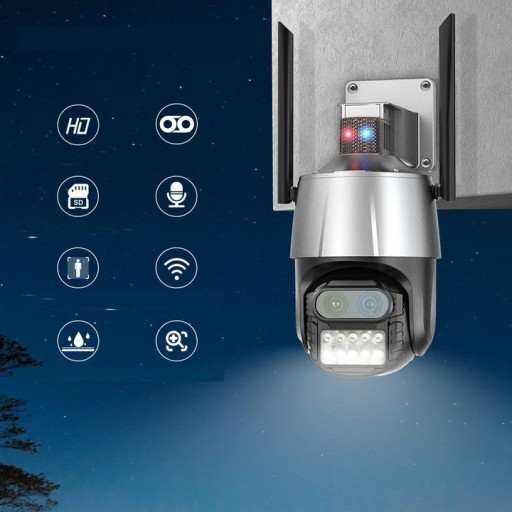 ВНЕШНЯЯ ВРАЩАЮЩАЯСЯ WIFI IP-КАМЕРА С 8-кратным ЗУМОМ 4MPX+4MPX ДЛЯ МОНИТОРИНГА