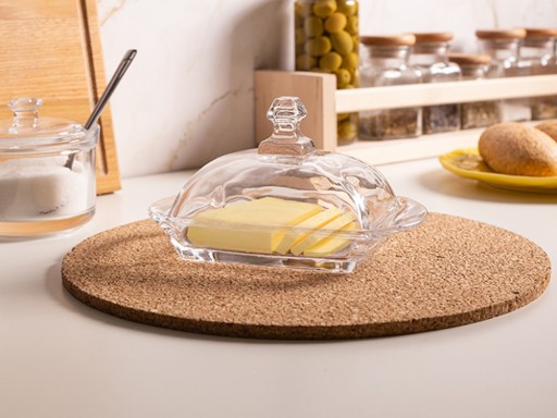 Масленка, емкость для масла, маслобойка гладкая стеклянная, Altom Design Glossy