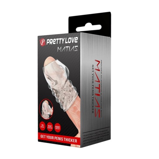 Рукав для пениса Pretty Love, бесцветный TPR, силикон, утолщает головку