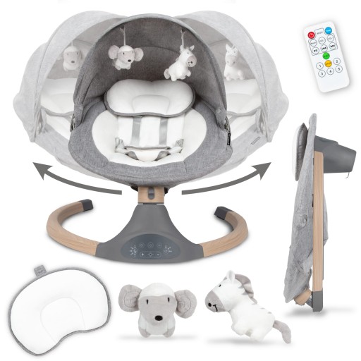 Электрическая качалка с пультом Kidwell LUXI 2в1 серый меланж