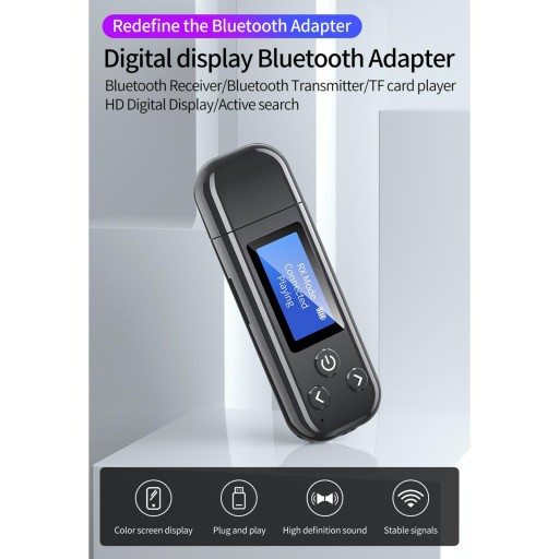 Аудиоприемник Bluetooth 5.0 с ЖК-дисплеем