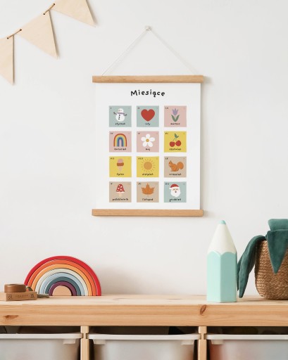 Plakat MIESIĄCE PORY ROKU Montessori 30x40 styl RETRO VINTAGE BOHO