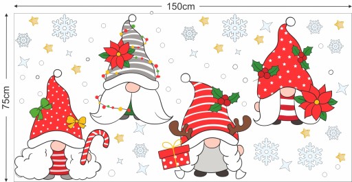 Рождественские наклейки на окна SANTA 75x150см BN2