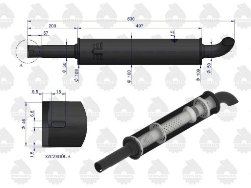 Глушитель короткий круглый 830мм 4,1кг C-330 ЭМАЛЬ ОРИГИНАЛ УРСУС