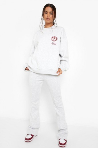 BOOHOO SPODNIE DRESOWE ROZSZERZANA NOGAWKA GREY XS