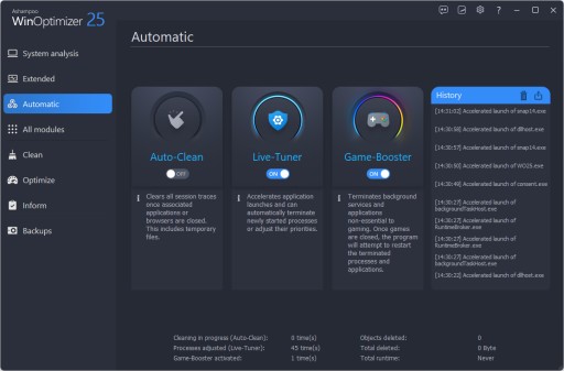 Оптимизатор Windows WinOptimizer 25 Ashampoo