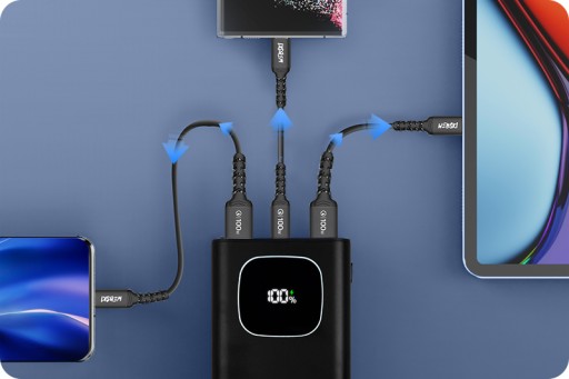 POWERBANK 30000 ЗАРЯДНОЕ УСТРОЙСТВО USB C 22,5 Вт + КАБЕЛЬ 3 в 1