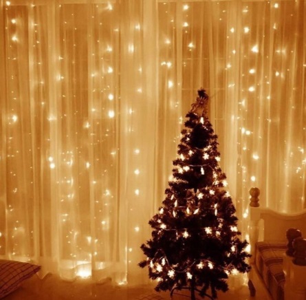 KURTYNA LED GIRLANDA 3X3 DRUCIK 300LED BIAŁA CIEPŁ