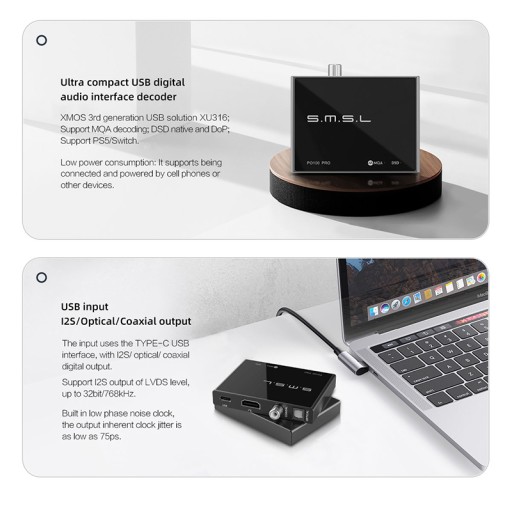 Аудио декодер SMSL PO100PRO, декодирование HiFi DAC