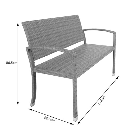 ŁAWKA OGRODOWA POLYRATTAN MEBLE OGRODOWE SZARA