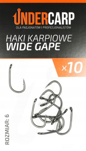 UNDERCARP Карповые крючки WIDE GAPE из тефлона, размер 6