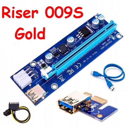 Riser rev 009S Gold USB 3.0 PCI-E 1x-16x 6PIN SATA