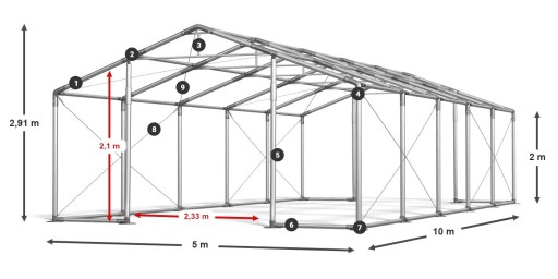 Палатка строительная 5х10м всесезонная DAS 600 WP