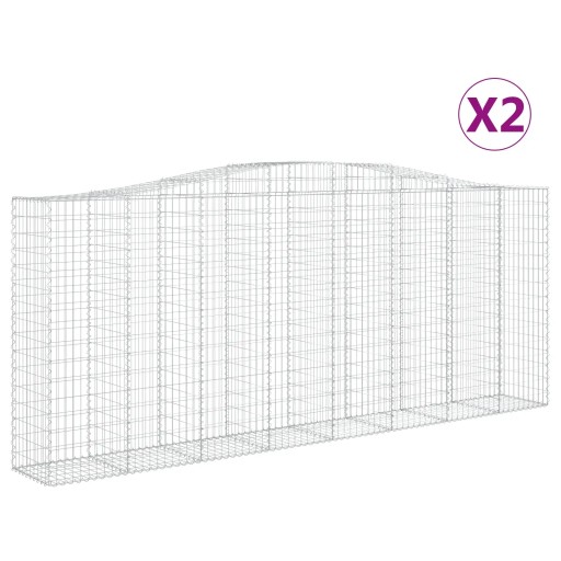Kosze gabionowe, 2 szt, 400x50x160/180 cm, galwani
